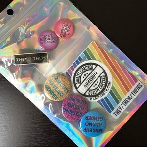 Queer Non-binary LGBTQ Pride Pronoun Flair Bundle